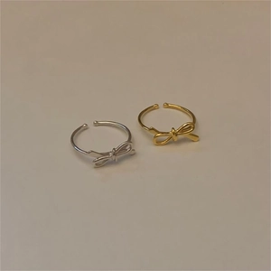 925 Sterling Silver Bowknot Adjustable Open Ring Minimalist Korean Style Elegant Hand Jewelry Accessories For Women