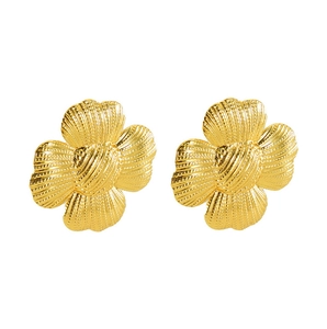 Détails de boucles d'oreilles tournesol vintage plaquées or à texture radiale