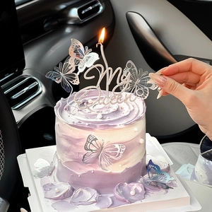 Rhinestone Queen Mother's Day Cake Topper Hollow Butterfly Decoration And Spiral Birthday Candle For Party Celebration
