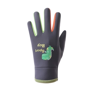 Kids Winter Gloves Waterproof Windproof Thermal Fleece Lined Night Glow Cartoon Dinosaur Monster Outdoor Sports Unisex
