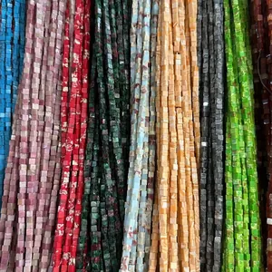 Brins De Perles de Cube Carré En Pierre Naturelle Perles D'espacement Amovibles Polies Pour La Fabrication De Bijoux DIY Collier Bracelet