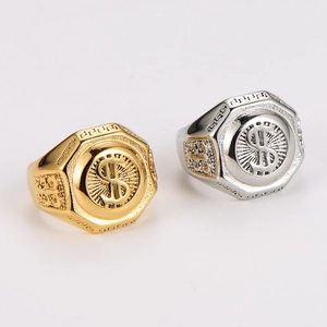 Bagues viking vintage pour hommes en or et argent avec signe dollar gravé sur le dessus