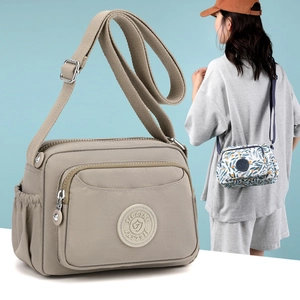 Women Crossbody Bag Multi Zipper Pockets Water Resistant Nylon Shoulder Purse Lightweight Casual Travel Daily Handbag