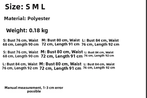 Detaillierte Größentabelle für das Spitzen-Halter-Minikleid mit Maßen in Zentimetern