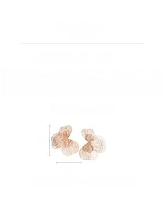 Detailed view of hollow butterfly earrings in rose gold finish with 7cm x 5cm dimensions