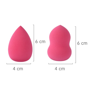 Pink non-latex teardrop and gourd makeup sponges with 6x4cm size measurements