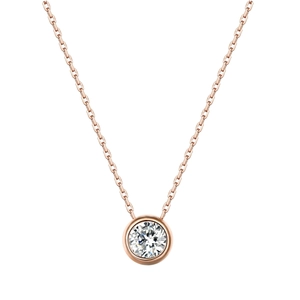 S925 Sterling Silver Round Zirconia Pendant Necklace For Women Rose Gold Electroplated Minimalist Geometric Fashion Jewelry Gift