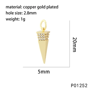 Minimalist gold plated copper geometric star cone pendant with micro-inlaid zircon stones