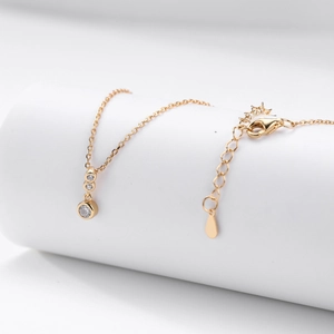 Elegant s925 sterling silver gold necklace with three vertical zircon stones in minimalist style
