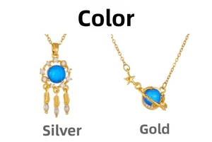 Detailed comparison of dreamcatcher and planet pendants in gold and silver finishes