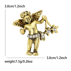 Vintage gouden engelbroche met heldere strassteentjes, creatieve jasaccessoire, maat 3cm