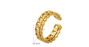 Detailansicht des goldenen Titanstahlrings mit 0,5 cm breitem Panzerketten- und Perlendesign
