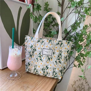 Sac À Main Brodé De Marguerites En Toile De Coton Et Lin Sac Cabas Loisirs Style Ins Pour Femmes Pleasant Time