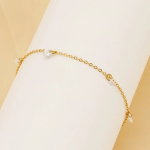 Sparkling 18k gold plated titanium steel bracelet with brilliant round zircon crystals