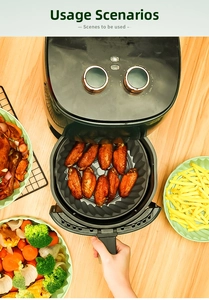 Cestello in silicone verde menta per friggitrice ad aria con ali di pollo arrostite
