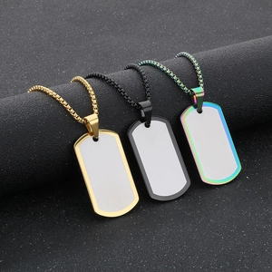Collier Avec Pendentif Plaque Militaire En Acier Inoxydable Mode Hip Hop Punk Bijoux Pour Hommes Surface Sablée