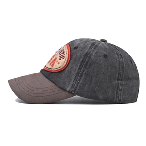 Casquette de baseball en coton délavé vintage avec broderie USA grise et brune