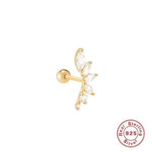 Marquise Zircon Leaf Cartilage Earring With 925 Sterling Silver Earring Post Piercing Jewelry Screw Back Minimalist Stud