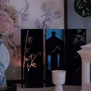 New Chinese style acrylic folding screen with swallow and mountain silhouette designs