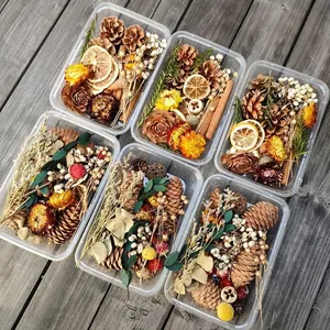 Mixed Dried Flowers With Pine Cones Cinnamon Sticks Fruit Slices Christmas DIY Crafts Home Decor Natural Material