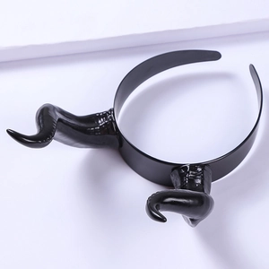 Black Maleficent horn headband with spiral texture for Halloween cosplay costumes
