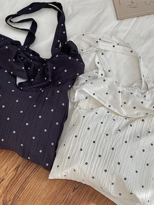 Sac fourre-tout en mousseline à fleurs avec bordure à volants et grande capacité en noir et blanc