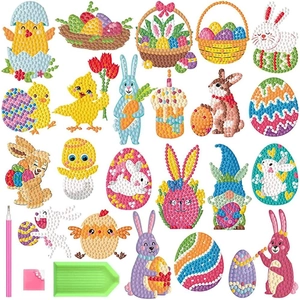 Kit de pintura de diamantes DIY de Pascua con conejos y huevos de colores
