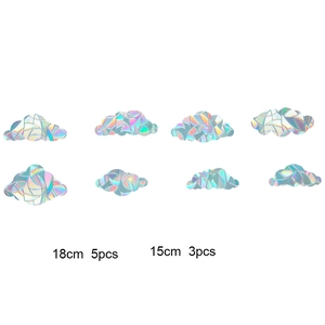Rainbow prism holographic cloud window film set showing sizes 18cm and 15cm pieces