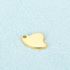 Minimalist gold heart-shaped stainless steel pendant charm for DIY jewelry making