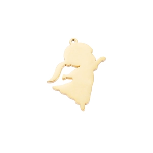 Polished gold angel wing pendant detail on white background for DIY jewelry making