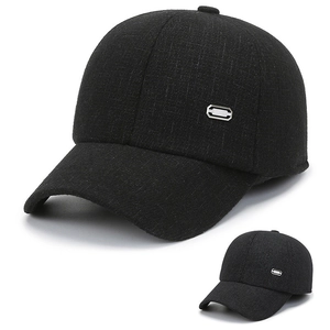 Men Baseball Cap Winter Warm Woolen Foldable Ear Flaps Windproof Outdoor Casual Solid Color Adjustable