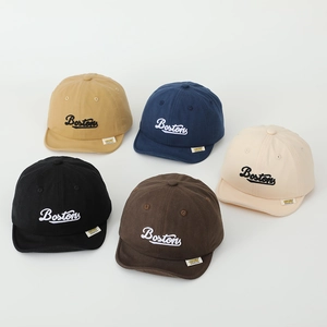 Kids' breathable cotton Boston embroidered soft brim baseball caps in five colors