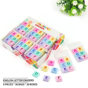 Colorful TPR Alphabet Erasers 4B Multi Color Block For Students School Office Stationery Letter Print Learning