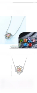 Detail view of flower necklace with pink carbon diamond and S925 silver pave setting