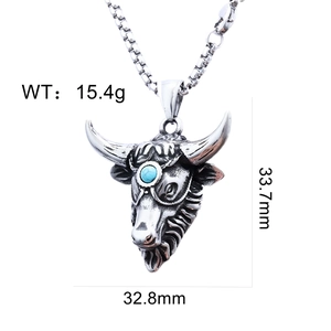 Dimensions détaillées du pendentif tête de taureau punk avec pierre turquoise