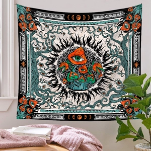 Bohemian mushroom tapestry with surreal eye pattern for indoor wall decoration