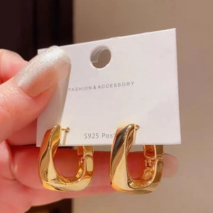 Orecchini a cerchio spessi retrò placcati oro 18k con perno in argento 925 per donna