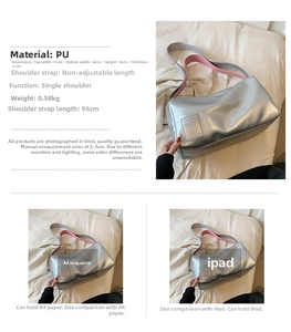 Detaillierte Größentabelle und Kapazitätsvergleich mit A4-Magazin und iPad in der silbernen Tasche