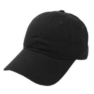 Classic black cotton baseball cap with multi-row brim stitching on a clean white background