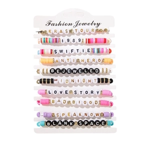 Multilayer bohemian colorful polymer clay bead bracelets set for Taylor Swift fans