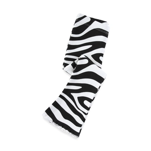 Legging évasé motif zèbre pour filles en maille côtelée avec bords ondulés doux