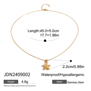 Gold stainless steel flower pendant necklace, waterproof hypoallergenic jewelry for women