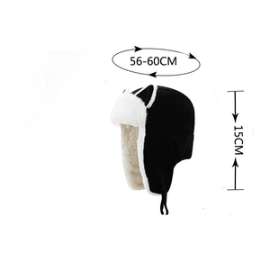 Detail of plush cat-ear winter hat with 56-60cm sizing and soft faux fur lining