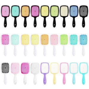 Professional hollow mesh massage hairbrushes in 27 colors for detangling and styling