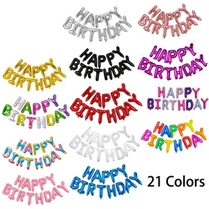 Happy Birthday Foil Balloons Alphabet Letter Balloon For Birthday Party Decorations Room Decor Metallic Macaron Colors