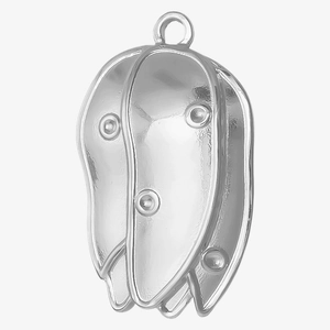 Elegant silver 304 stainless steel bud flower pendant with polished metallic luster