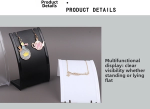Detail view showing curved jewelry display stands for earrings and necklace storage