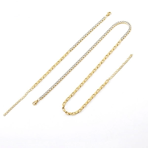 18K gold plated stainless steel tennis chain and box link necklace set for women