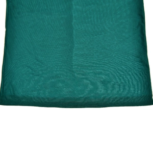 Detailed close-up of the breathable dark teal mesh knit fabric and textured hemline