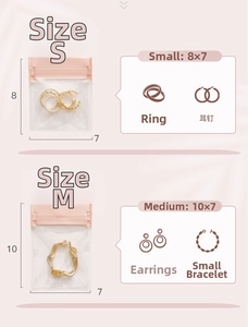 Size comparison detail of small and medium pink EVA anti-oxidant jewelry bags